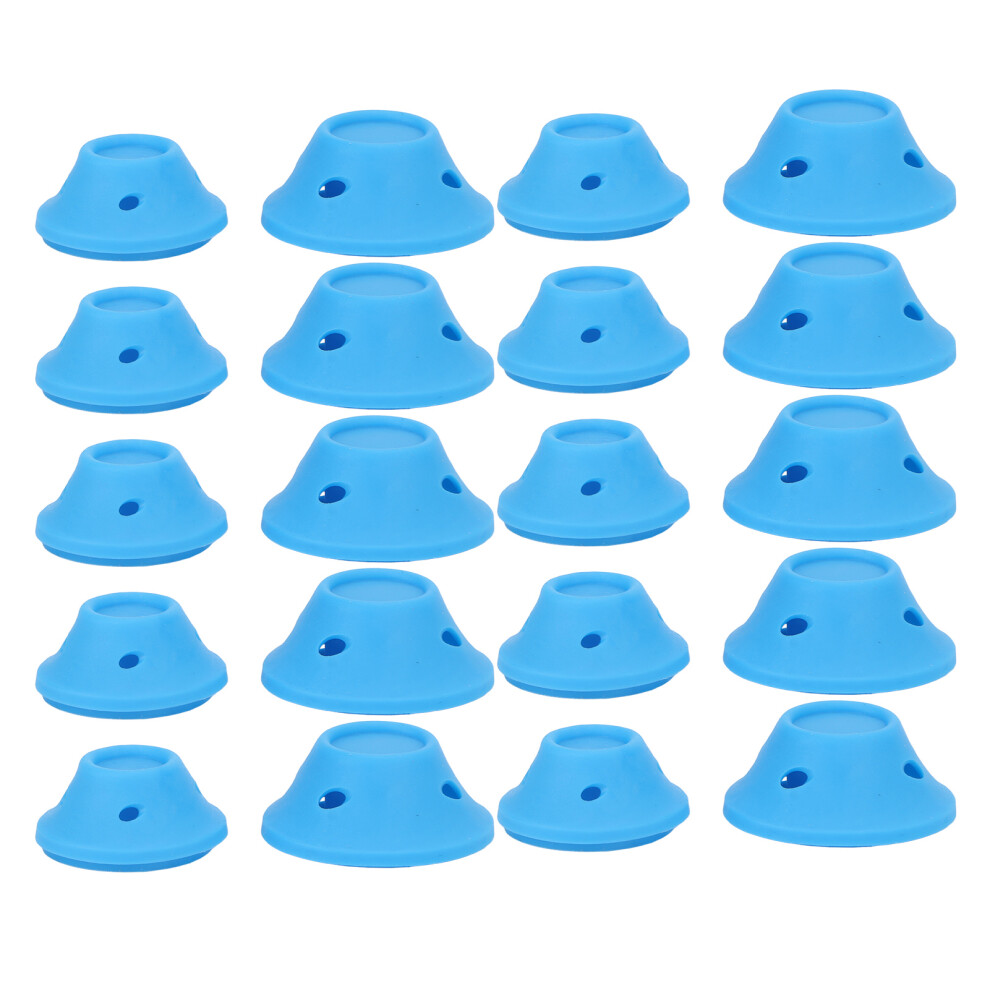 Blue 20Pcs Hair Roller Soft Silicone Different Sizes Reusable Hair Curler Hair Styling Tool For Women
