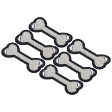 6pcs Patches Dog Bone Pattern DIY Clothing Cotton Material 6x2.7cm/2.4x1.1in Embroidered Fabric Patch for Household