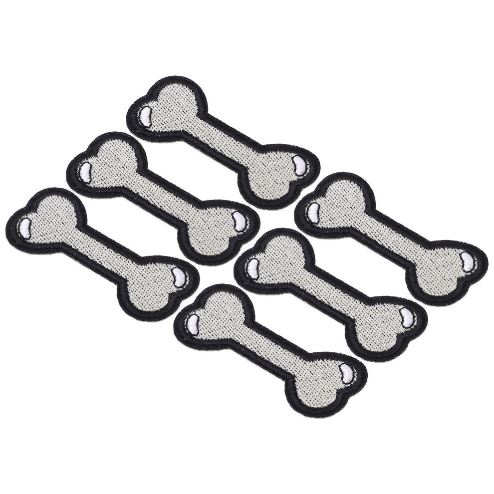 6Pcs Patches Dog Bone Pattern Diy Clothing Cotton Material 6X2.7cm/2.4X1.1in Embroidered Fabric Patch For Household 8771321551176