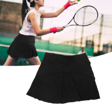 Gonna da tennis S nera vita alta in nylon ad asciugatura rapida