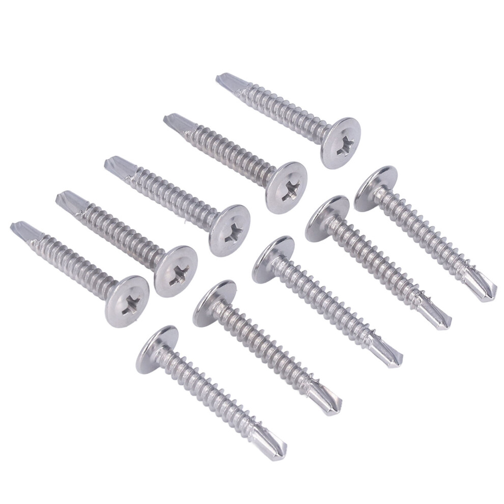 100Pcs Cross Self Tapping Screws Round Washer Head Screws 410 Stainless Steel Screw Fasteners 4.8X32mm 100Pcs 8411321554608