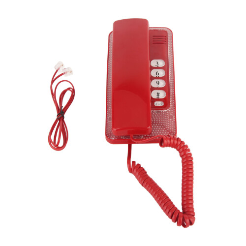Teléfono de pared con cable, Rojo, ABS, Volver a marcar, Silenciar 1