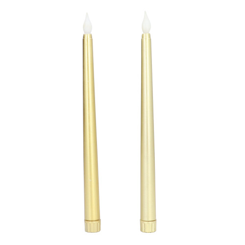 2 piezas de velas LED cónicas doradas sin llama 28x2cm 2xAAA 1