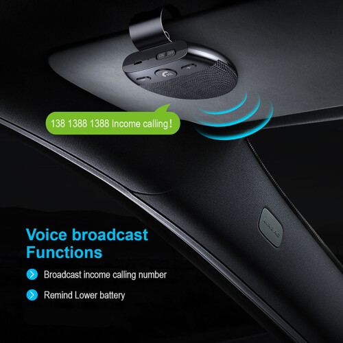 Altavoz manos libres Bluetooth para coche 600mAh 10h 2