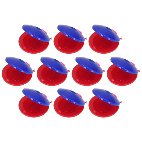 10 pezzi di castagnette da dito in plastica, diametro 5,5 cm, Blu/Rosso 1