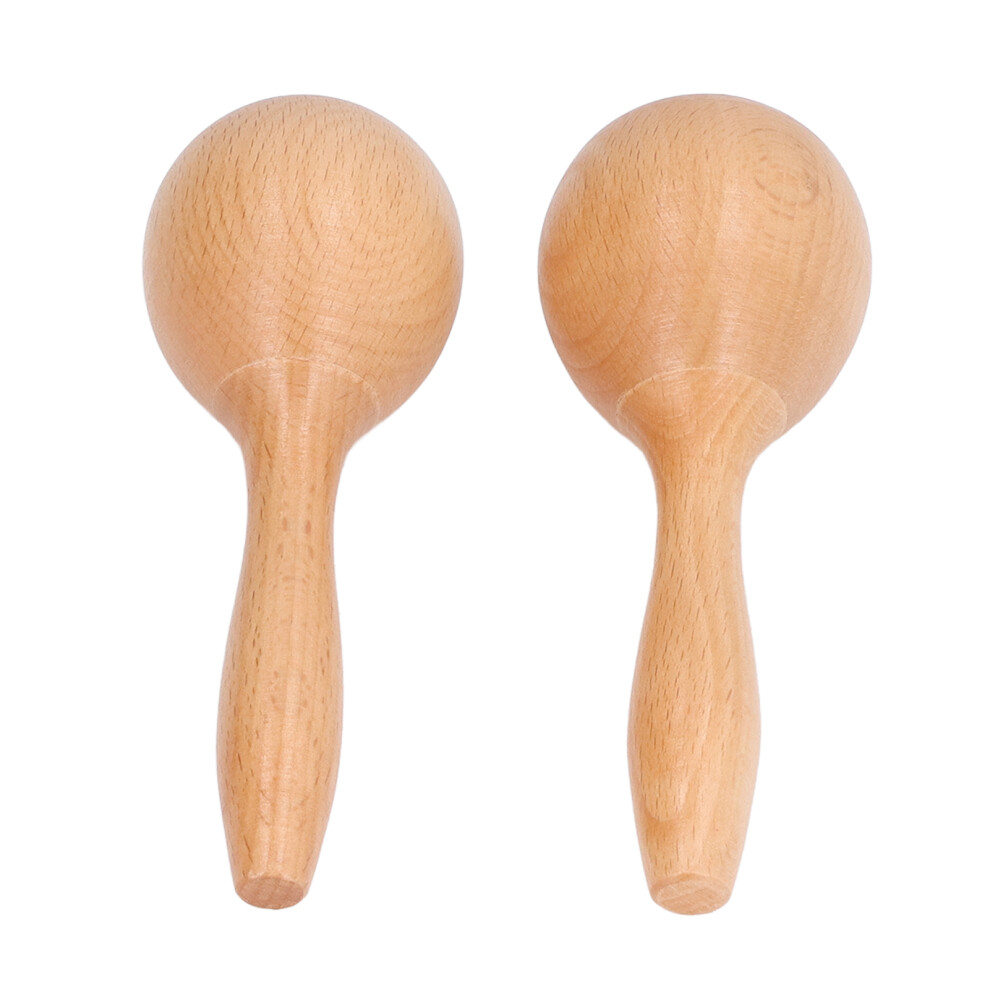 2pcs Maracas Hand Percussion Clear Sound Glossy Appearance 14x5x5cm Beech Wood Material Maracas Instrument for Parties