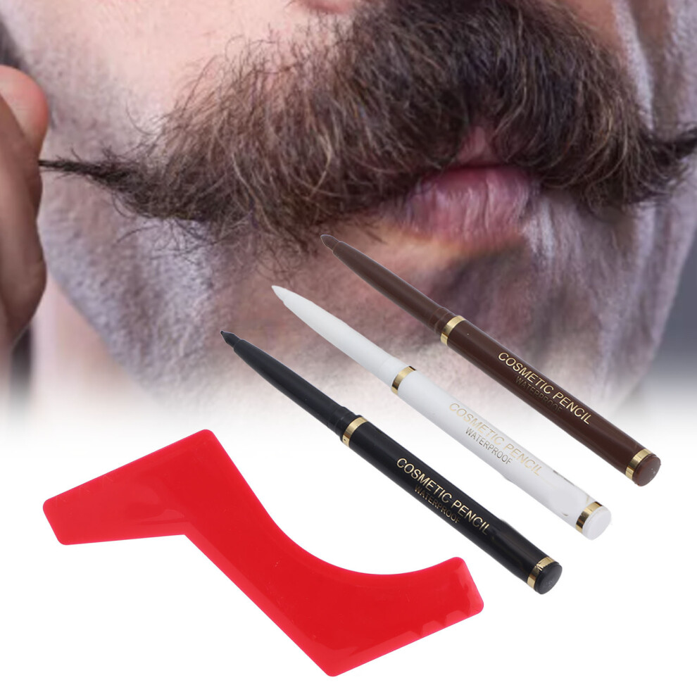 Waterproof Sweatproof Beard Pencil Filler Set Home Ergonomic Beard Shaping Tool Stencil Template