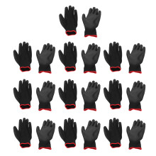 10 pares de guantes de nylon recubiertos de PU 7(S) negro