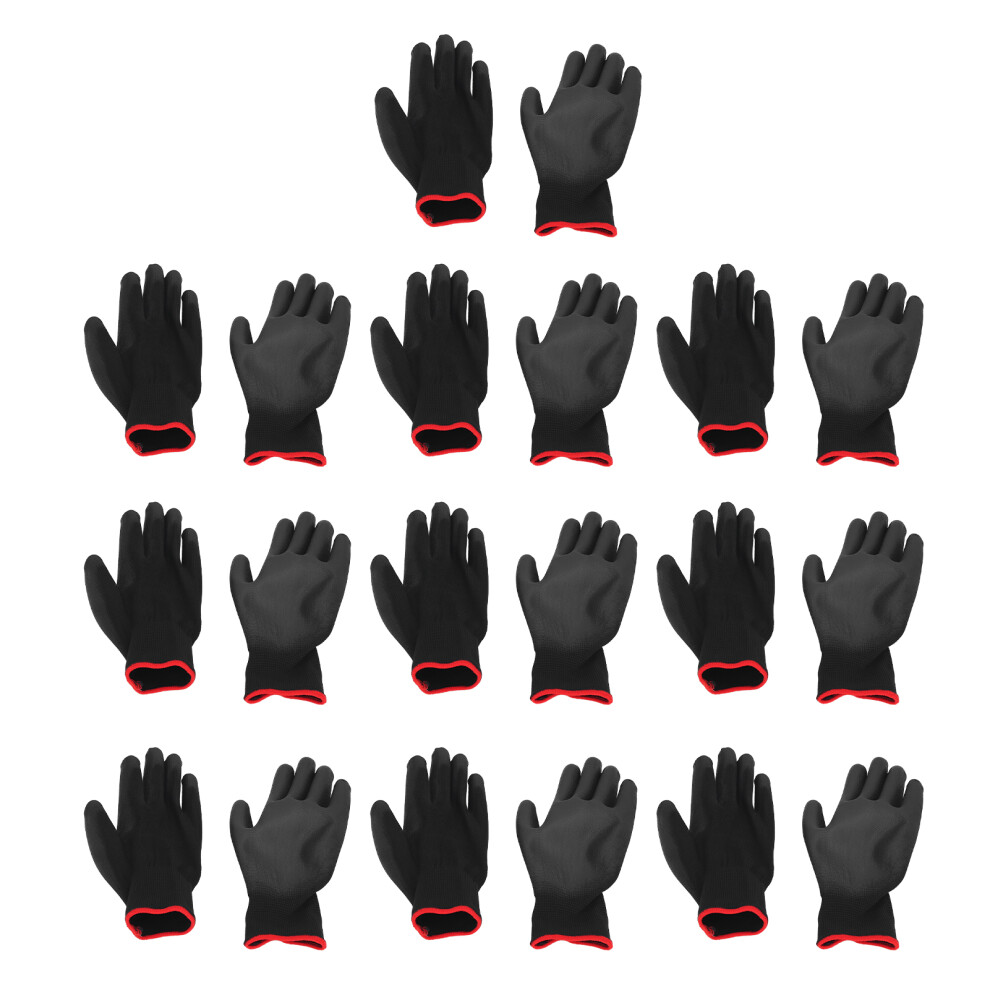 10 Pairs Safety Work Gloves Pu Coated Static Proof Nylon General Black With Red Edge 7(S) 5081321559663
