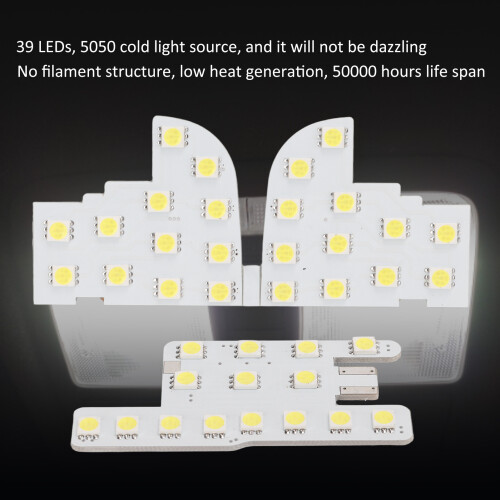 3 piezas 48SMD 39LED Luz Interior del Coche 12V 5W Blanco 2