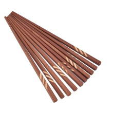 Wooden Chopsticks Japanese Style Rectangular Red Sandalwood Inlaid Boxwood Reusable Chopsticks with Gift Box
