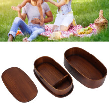 2 Layer Japanese Bento Box Wooden Food Storage Containers for Kids Adults Hiking Climbing Office School