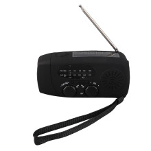 Radio solar de manivela negro 1200mAh 12.8x6x4.5cm