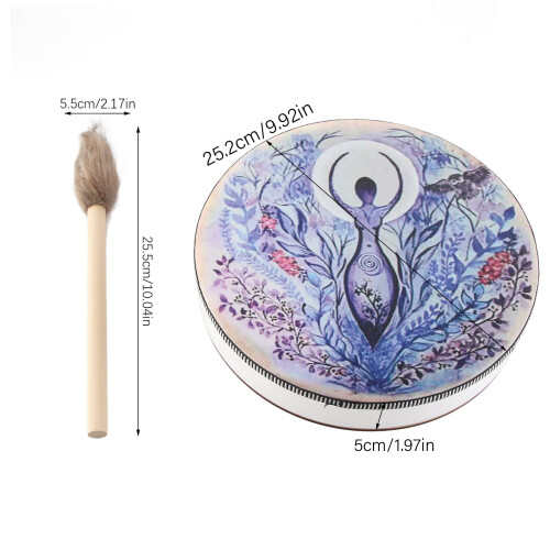 Tamburo sciamano siberiano 25x6 cm 180 g multicolore 1