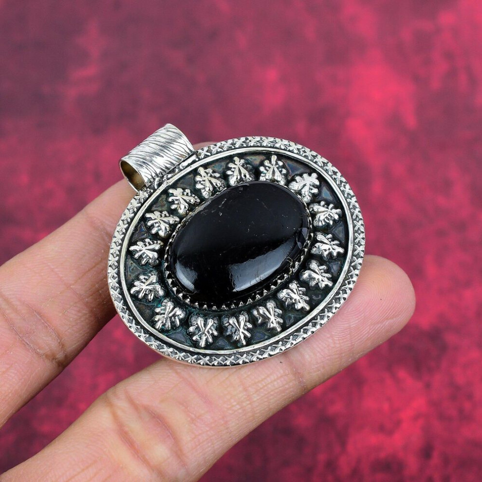Black Tourmaline Pendant Gemstone Jewelry, 925 Solid Sterling Silver Pendant, Handmade Amazing Pendant Jewelry