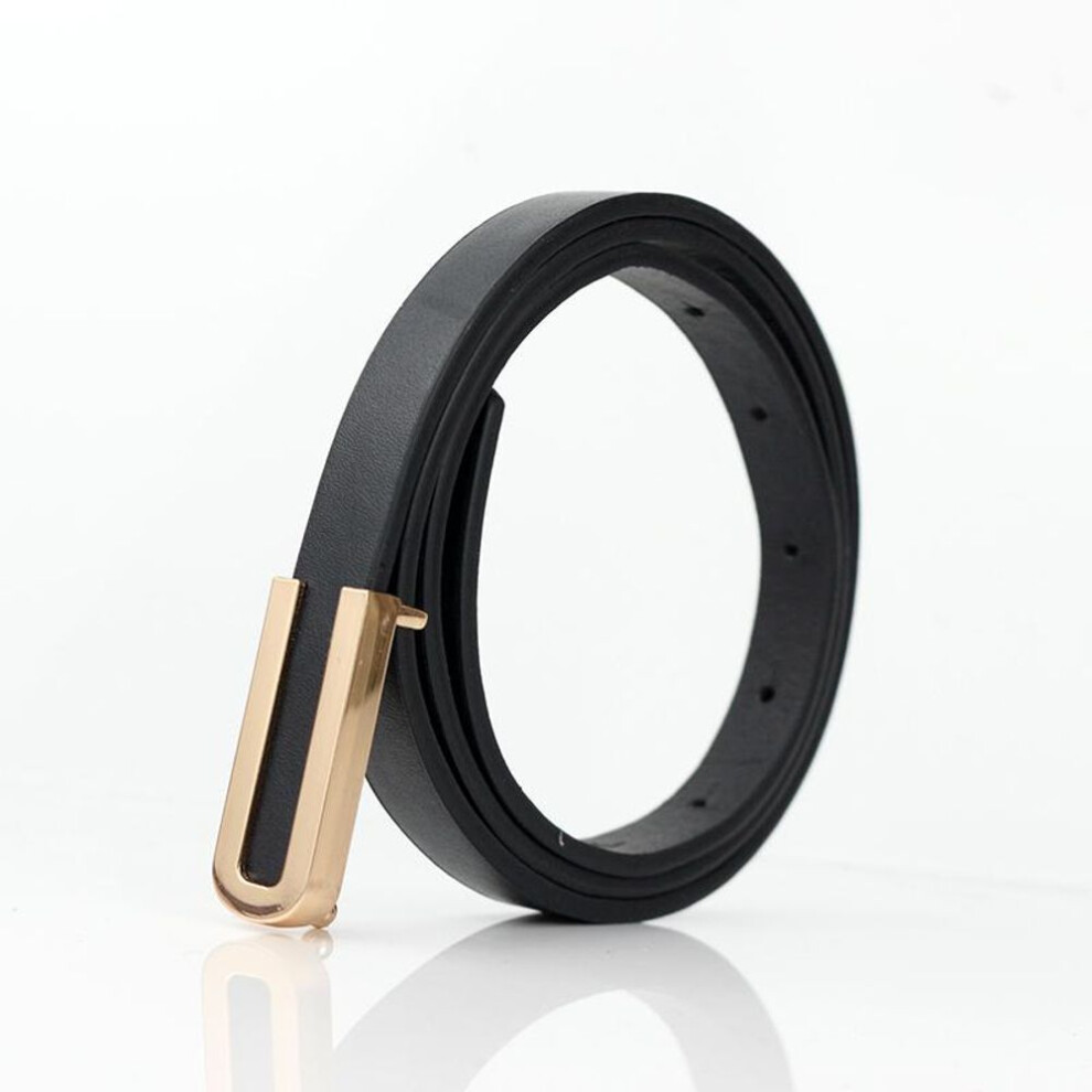 (black) Women Waist Belts Minimalist Pin Buckle Pu Leather Thin Belt Female Waistband For Jeans Dresses Pants