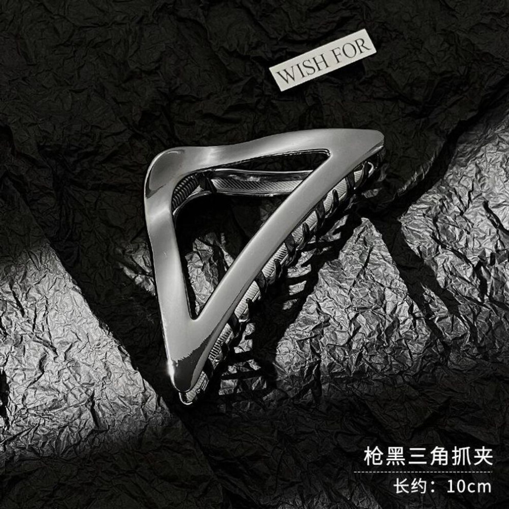 (black) Punk Metal Gold Silver Black Hair Accessories Claw Clips For Women Fashion Jewelry Geometric Triangle Catch Crab Clamp Headwear