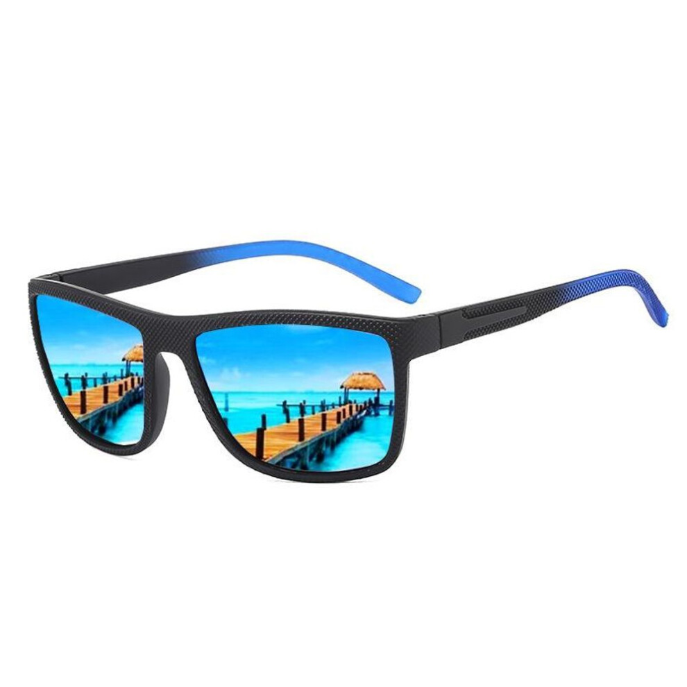 (blue) 2024 New Men Women Polarized Alloy Square Oversized Frame Sunglasses Driving Sun Glasses Shades Male