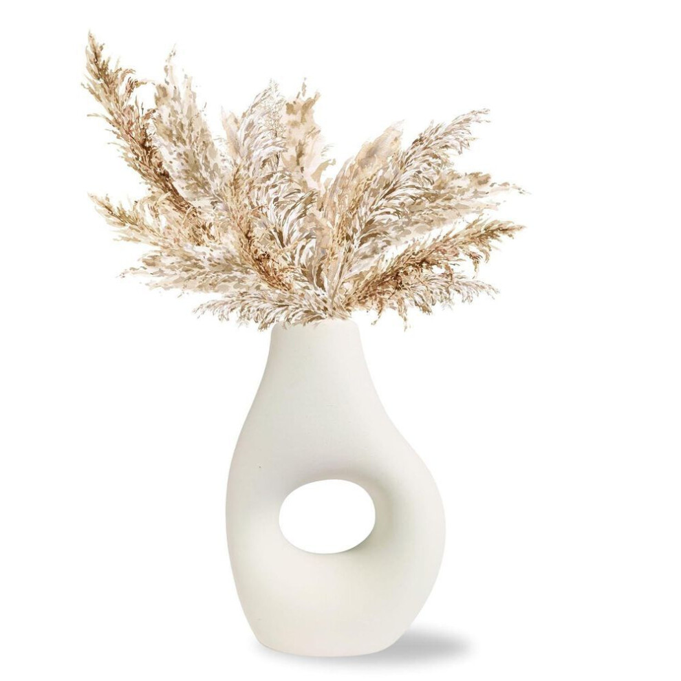 New Ceramic 'uneven Donut Vase' 5 Inch - Set Of 1 | Decorative Donut Vase For Dried Flowers And Pampas Grass | Vases For Home Decor,