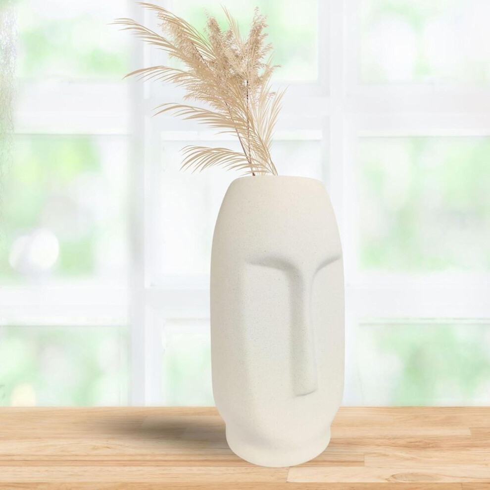 Ceramic White Face Vase' 6 Inch - Set Of 1 | Decorative Face Vase For Dried Flowers And Pampas Grass | Vases For Home Decor, Living Room
