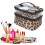 Neceser de PVC de doble capa con estampado de leopardo, grande 14