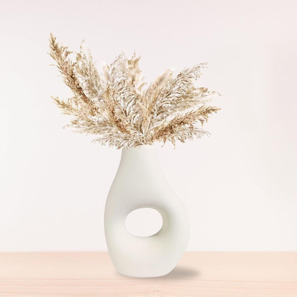 Ceramic 'uneven Donut Vase' 5 Inch - Set Of 1 | Decorative Donut Vase For Dried Flowers And Pampas Grass | Vases For Home Decor, Latest