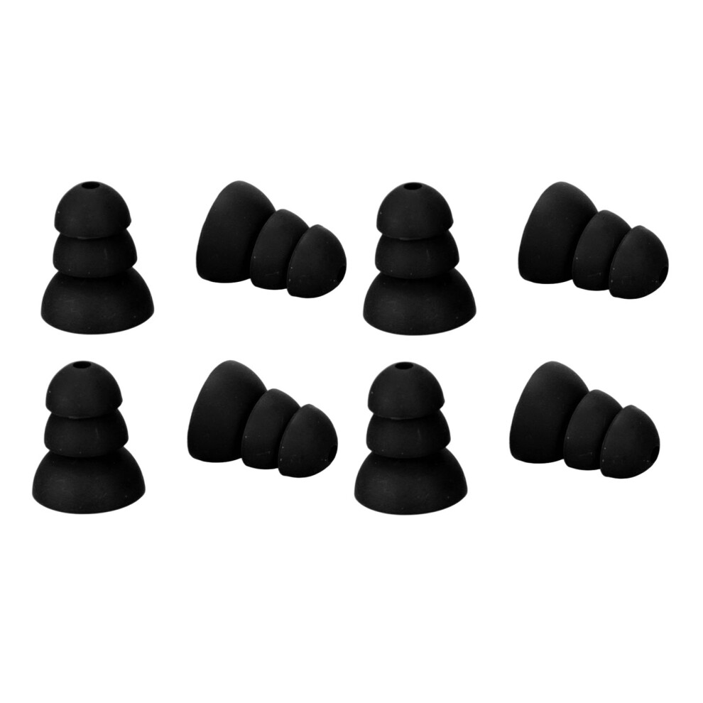 8pcs Hearing Aid Ear Tips 3 Layer Soft Silicone Replacement BTE ITE Pocket Hearing Aids Earplug DomesBlack