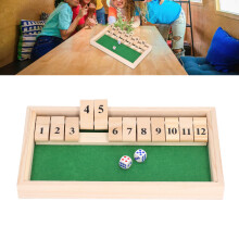 Tragbares Holz-Würfelspiel mit 12 Flip-Platten, 27,3 x 16 x 2,5 cm