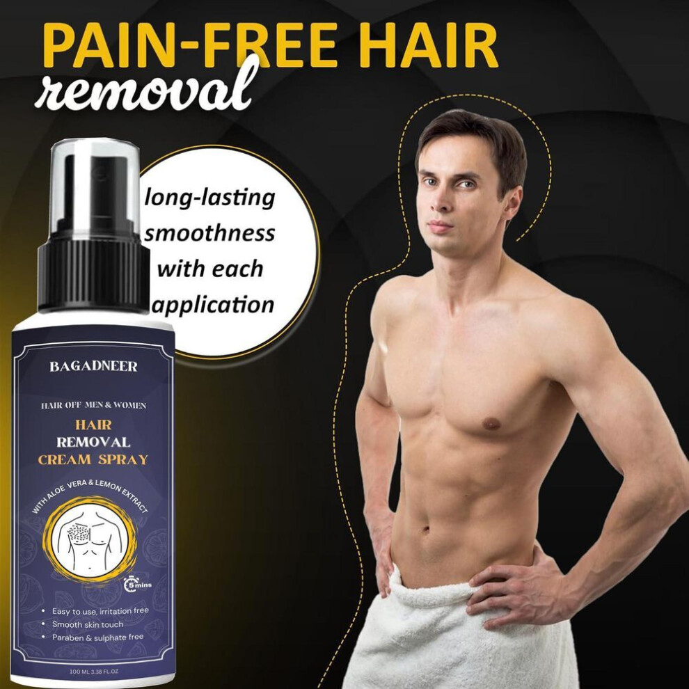 Luxury Hair Removal Cream For Men | Painless Body Hair Removal Cream Spray For Chest, Back, Legs, Hand & Under Arms 100 Ml