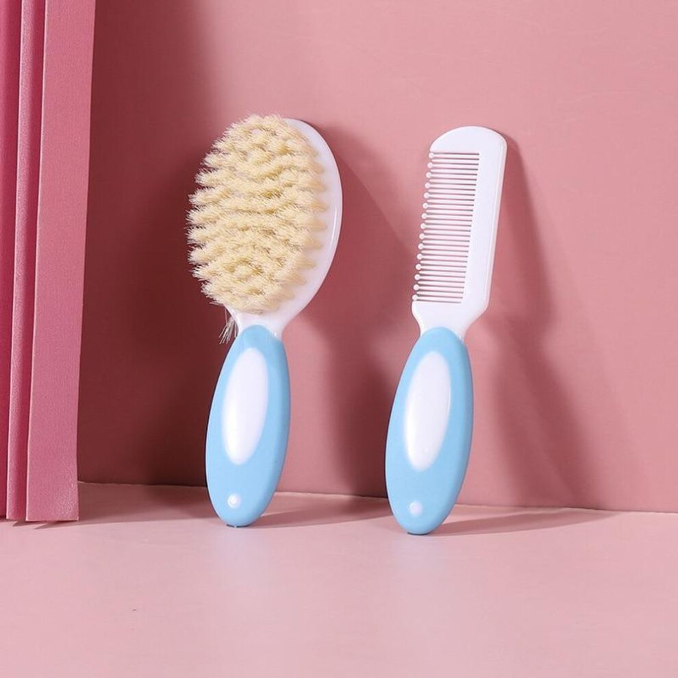 (as the picture) 2 Pcs/set Baby Hairbrush Comb Portable Newborn Infant Toddlers Soft Hair Brush Head Massager Set Baby Kids Hair Care Supplies