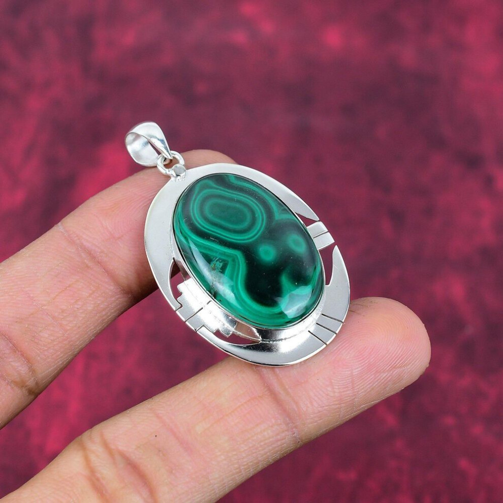 Malachite Pendant, 925 Sterling Silver Pendant Jewelry. Gift For Women Handmade Pendant Gemstone Jewelry