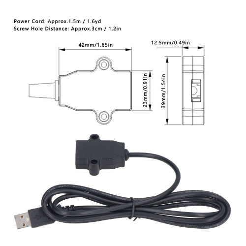 Cable de carga USB de 1,5 m, 5 V 2 A, soporte de abrazadera ABS 2