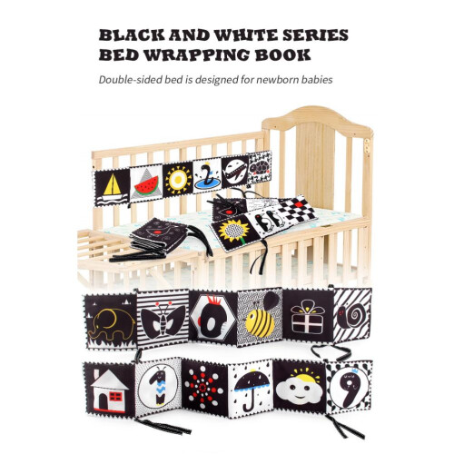 3 pezzi Nero e Bianco Libro morbido per bambini, 78x14cm 2