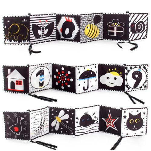 3 pezzi Nero e Bianco Libro morbido per bambini, 78x14cm 1