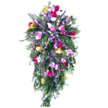 Corona de flores artificiales 60x40cm verde/rojo/amarillo