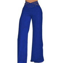 (blue, S) Yyfs Women's Fashion Summer Spring Autumn Casual Solid Color Print High Waist Trousers Pants & Capris