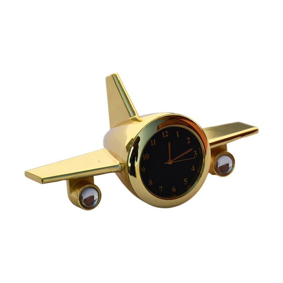 Airplane Table Clock Showpiece - Aeroplane Clock For Office Desk, Study Table - Corporate Gift For Client, Employees, Men, Boys (golden)