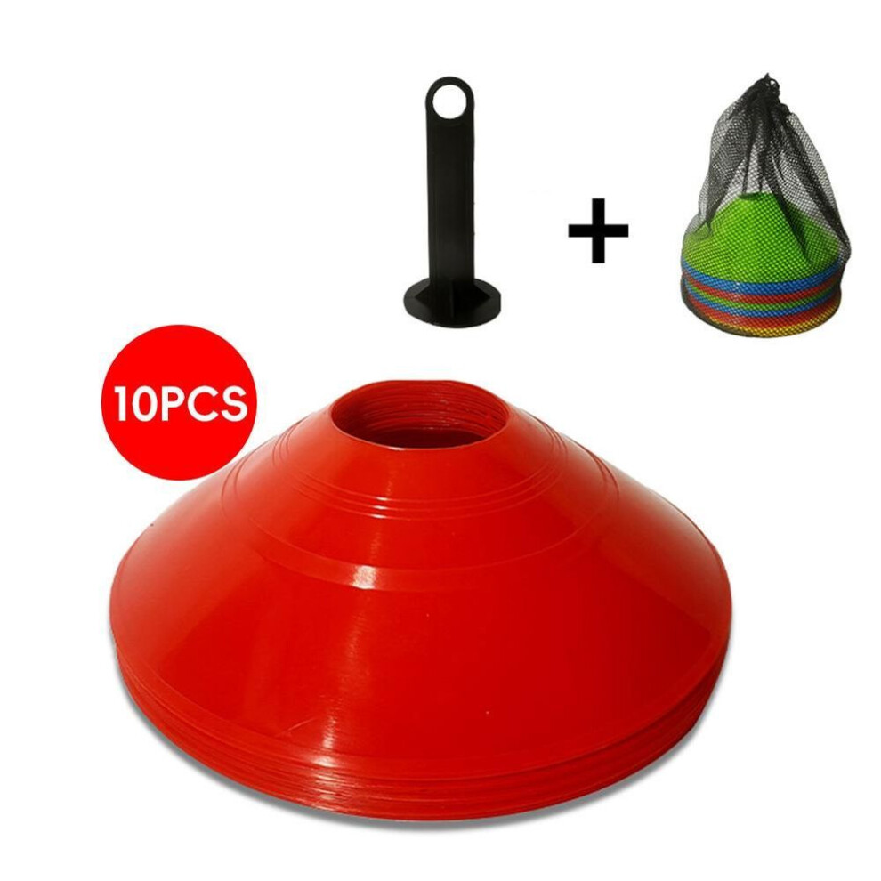 (Red Set) 10pcs/ Set Kids Football Training Equipment For Pro Disc Cones Agility Exercise Obstacles Avoiding Sport Training Accessories