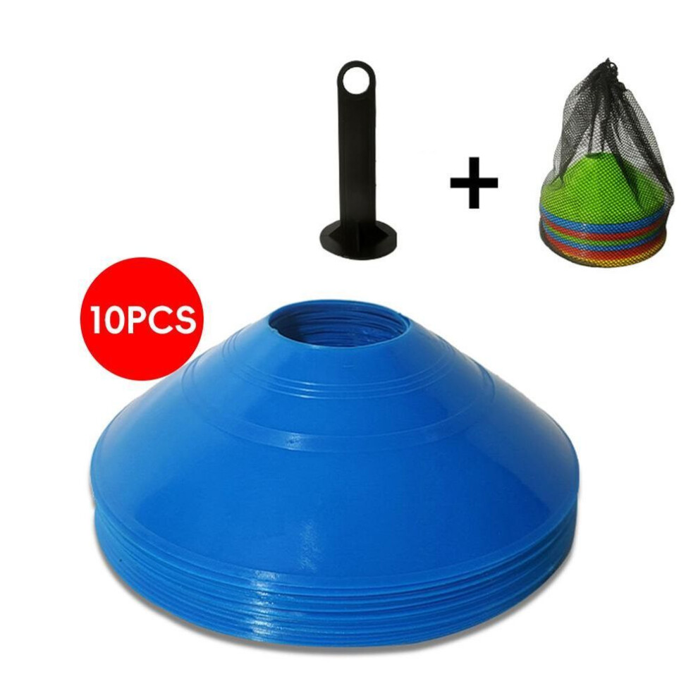 (Blue Set) 10pcs/ Set Kids Football Training Equipment For Pro Disc Cones Agility Exercise Obstacles Avoiding Sport Training Accessories