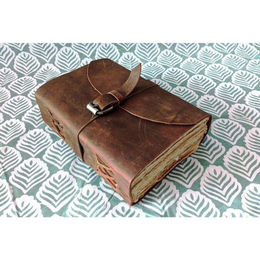(brown, 8x6 (200 Pages) inches) Vintage Leather Journal Lock Closure Book Of Shadows Grimoire Journal Travel Writing Notebook Sketchbook Deckle Edge Paper Anniversary Gifts