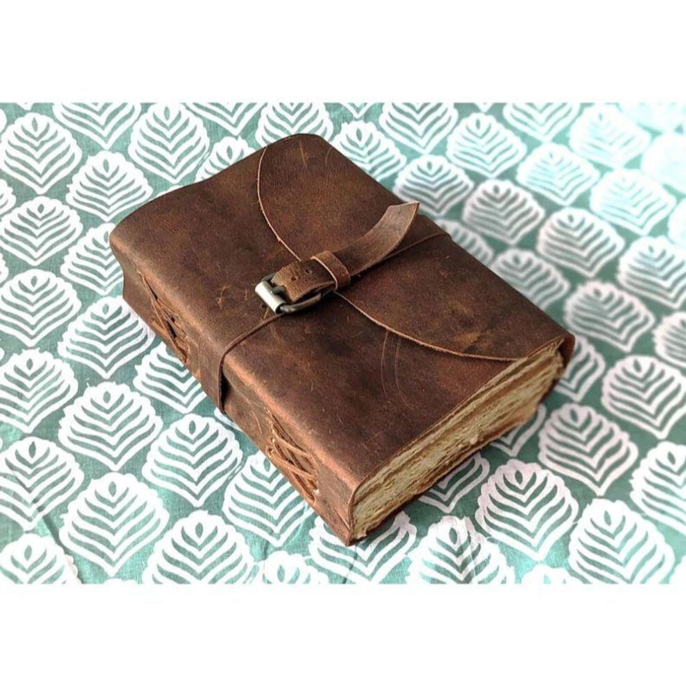 (brown, 7 x 5 in (200 Pages)) Vintage Leather Journal Lock Closure Book Of Shadows Grimoire Journal Travel Writing Notebook Sketchbook Deckle Edge Paper Anniversary Gifts