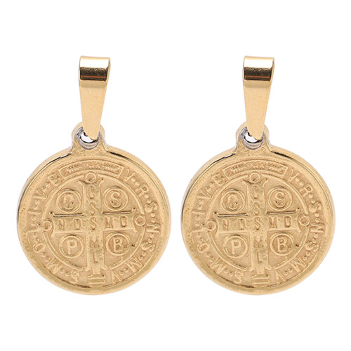 2 pendentifs Saint Benoît en acier inoxydable élégants, à double face 1