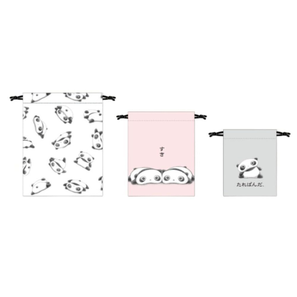 Marimo Craft 3p Drawstring Tare Panda L: W180 X H230mm, M: W150 X H190mm, S: W120 X H150mm Mtp-012