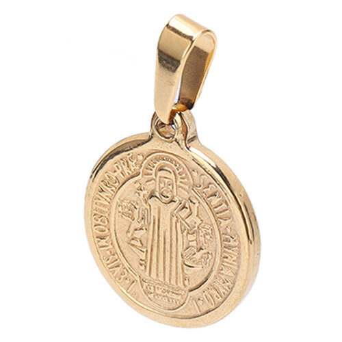 2 pendentifs Saint Benoît en acier inoxydable élégants, à double face 2