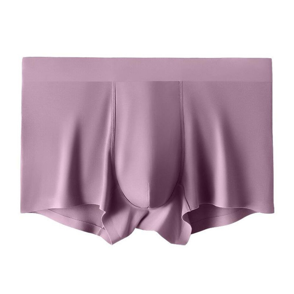 (light pink, XL) Men's Breathable Underwear Mid-waist Boxer Shorts Briefs Ice Silk Seamless Underpants Ultra-thin