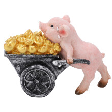 Statue de cochon porte-bonheur en résine L 17,5 cm l 7,5 cm H 12 cm