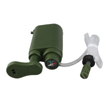 Hand Pump Water Filter 4-Stage Camping Water Purifier Filtration System Emergency Survival Gear 0.01 Micron with 480ml Water Bag for Outdoo