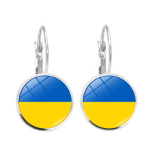1 paire de boucles d'oreilles en alliage argenté avec le drapeau de l'Ukraine 10g