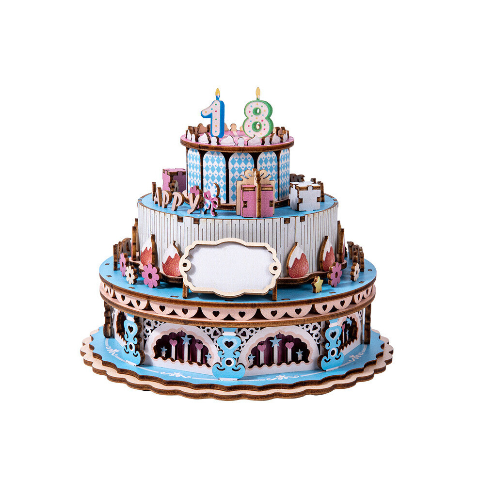 (Blue)Pastel Ocho Tonos Caja Tridimensional Puzzle Madera Montaje Juguete Para Regalo NiñO-image