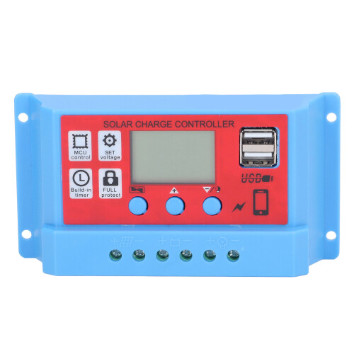 Régulateur de charge solaire PWM à 3 étapes 12V/24V 10A 1